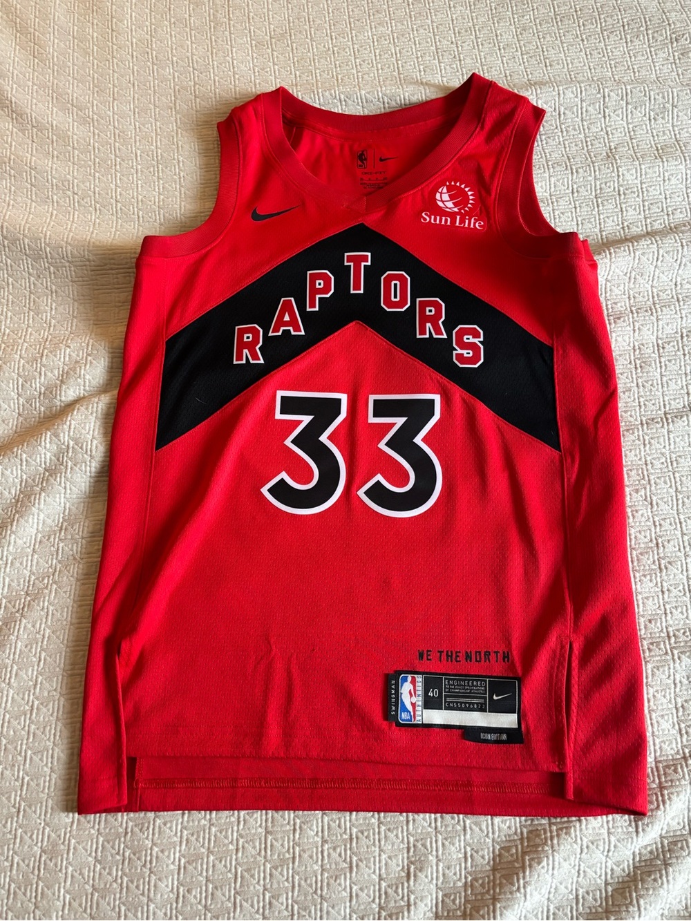 Nike Red and Black Toronto Raptors #33 Jersey
